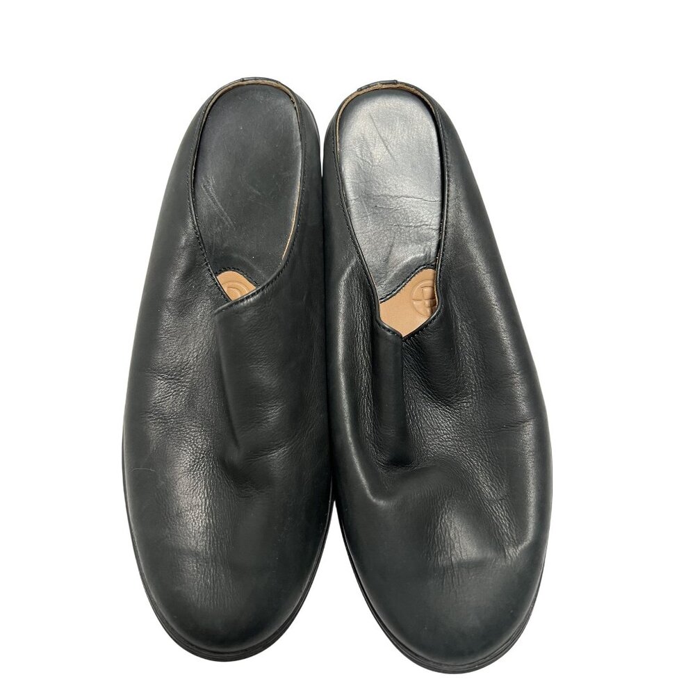 The Row Leather Mules in Black